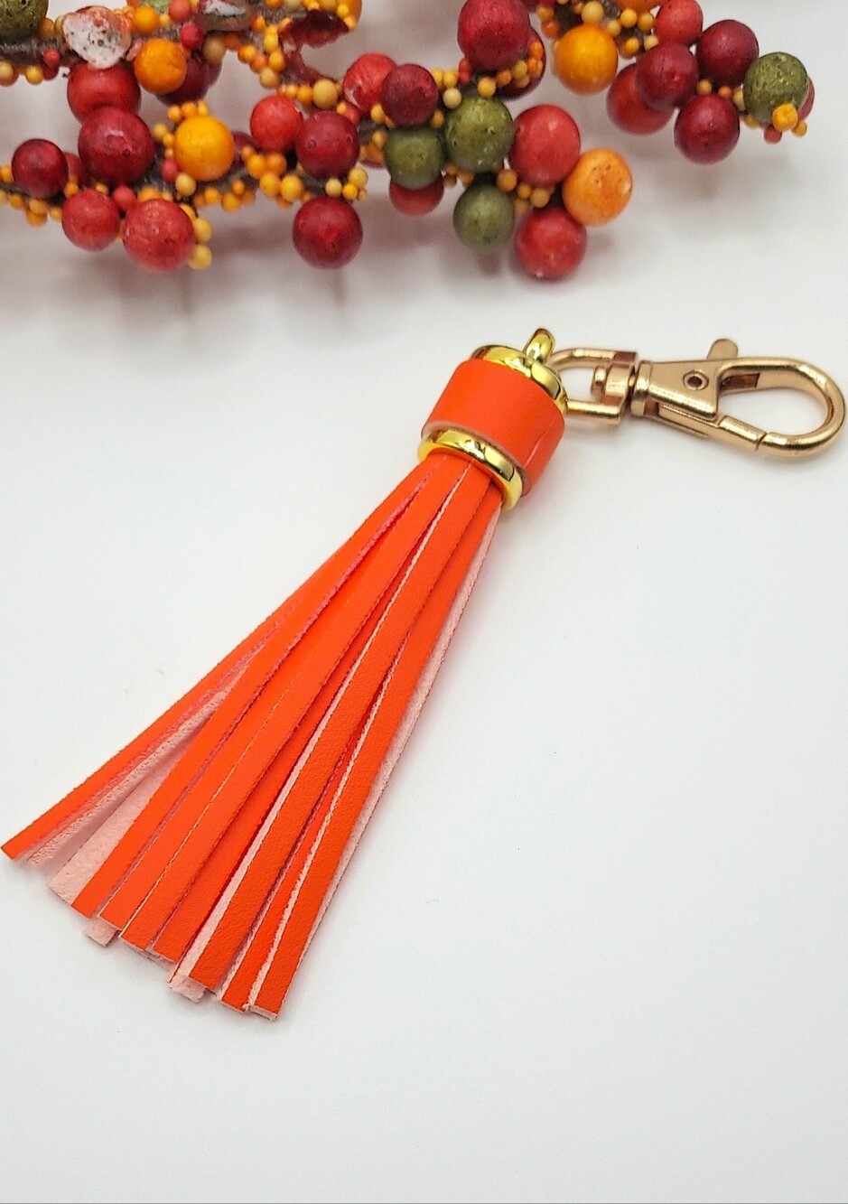 Tassel Bag Charm Keychain Orange NWT